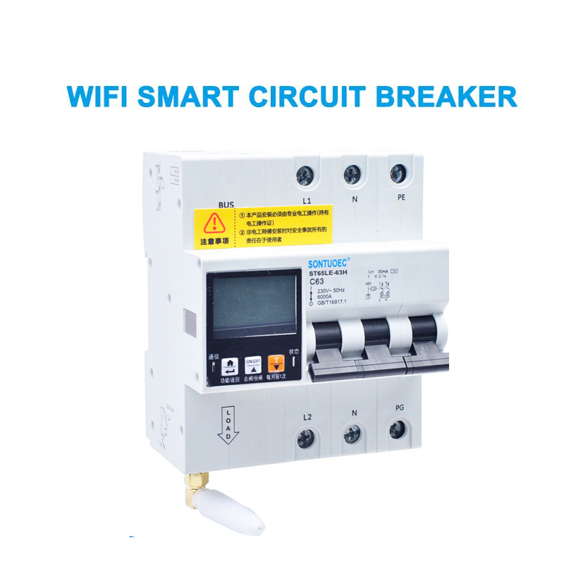 WiFi 4G Tuya ST65LE-63H Séria Multifunkčný RCBO Intelligent Intelligent Oprieš